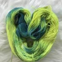 Sockenwolle mit Baumwolle handgefärbt Neonfarben, 4-fädig, 100g Bild 2