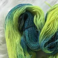 Sockenwolle mit Baumwolle handgefärbt Neonfarben, 4-fädig, 100g Bild 3