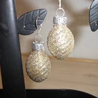 Weihnachtskugel-Ohrringe, Christbaumkugeln, Weihnachtskugeln, Ohrringe Ornament gold glitzer Bild 1