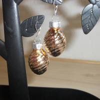 Weihnachtskugel-Ohrringe, Christbaumkugeln, Weihnachtskugeln, Ohrringe Ornament gold Bild 1