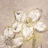 WINTERBLUMEN weiß-goldfarbig - hübsches Mixed Media Bild auf Leinwand  30cmx25cm mit Glitter - Künstlerin Christiane Sch Bild 4