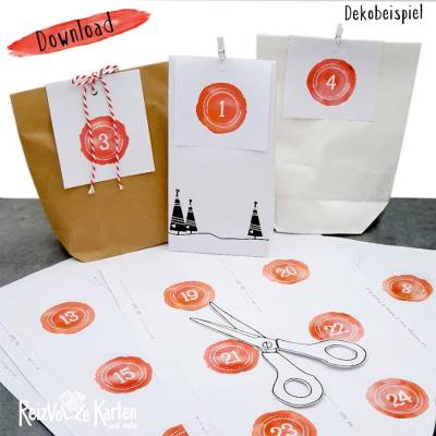 Download DIY Zahlenanhänger für Adventskalender - zum Ausdrucken und Ausschneiden