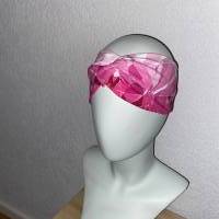 Stirnband Knotenstirnband Eiskristalle pink/rosa/schwarz/weiß Bild 2