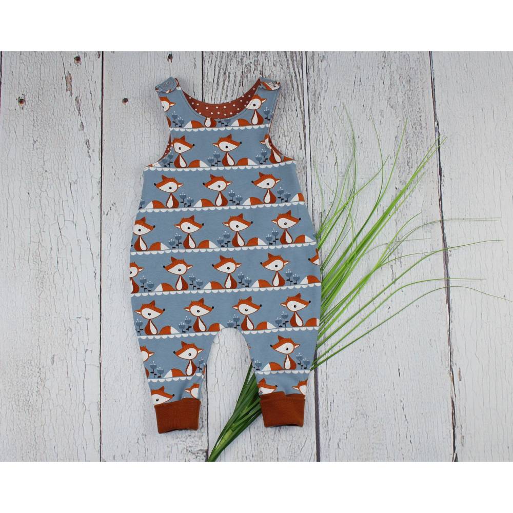 Strampler Biojersey Fuchs Dots Mädchen Junge Baby hellgrau terracotta handmade Kinderkleidung Stoffonkel Bild 1