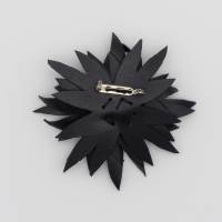 Anstecknadel Blume schwarz aus Lederimitat mit Perlen, Anstecknadel silberfarben, Brosche 10 cm, Schmuck, Accessoires Bild 2