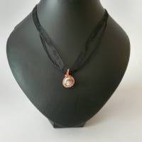 Elfen Tropfen/ Drahtschmuck mit Perle/ Kupferdraht Schmuck mit Jaspis Perle in Rosa und Grau/ kleiner Perlen Anhänger Bild 2