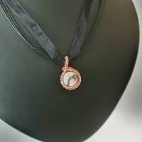Elfen Tropfen/ Drahtschmuck mit Perle/ Kupferdraht Schmuck mit Jaspis Perle in Rosa und Grau/ kleiner Perlen Anhänger Bild 5