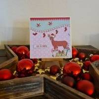 Weihnachtskarte mit süßem Reh - Sterne - Geschenke Bild 1