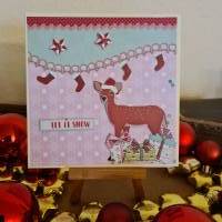 Weihnachtskarte mit süßem Reh - Sterne - Geschenke Bild 2