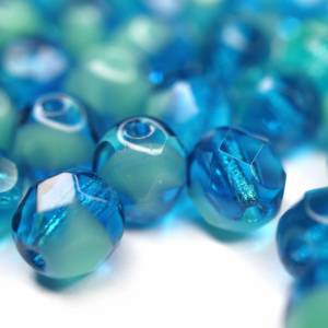 20 Stück 6mm Glasperlen | Aqua / Capri Blue Bicolor Bild 1