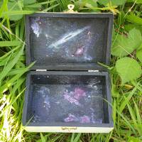 Blumen Bauernmalerei + Galaxie Universum + Schatulle Kistchen Holzbox Schmuckkästchen Bild 9