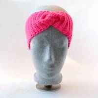 Stirnband, pink, neon-pink, Handarbeit, gehäkelt, Twist Bild 2