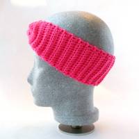 Stirnband, pink, neon-pink, Handarbeit, gehäkelt, Twist Bild 3
