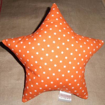 Sternkissen klein in Orange mit weißen Sternen