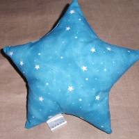 Sternkissen klein in Türkisblau mit weißen Sternen Bild 1