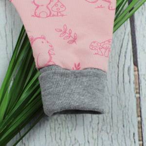 Gr. 50 Baby Strampler Tierkinder Mädchen Junge rosa hellgrau handmade Babykleidung Bild 3