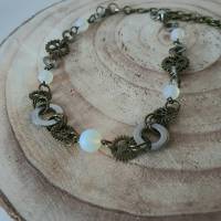 Steampunk Collier Kette aus Opal Perlen / Upcycling Schmuck aus Muttern und Unterlegscheiben/ Handgemachtes Unikat Bild 5
