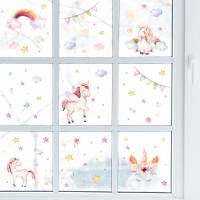 Fensterbilder Einhorn selbstklebend - Statisch Haftende PVC Aufkleber Bild 2
