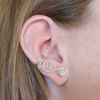 Ear Cuff "Vortex" Silber mit Mondstein für das RECHTE Ohr Ohrklemme Ohrmanschette Ohrschmuck Fakepiercing Edelst Bild 1