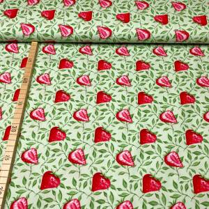 Stoff Erdbeere - 10,00 EUR/m - grün - 100% Baumwolle Bild 2