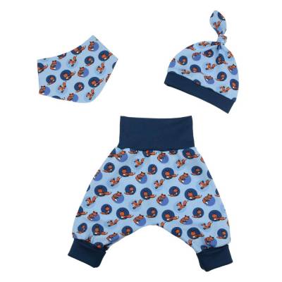 Baby Jungen Set Pumphose-Mütze-Tuch "Kleiner Fuchs" Gr. 56 Geschenk Geburt SOFORTKAUF