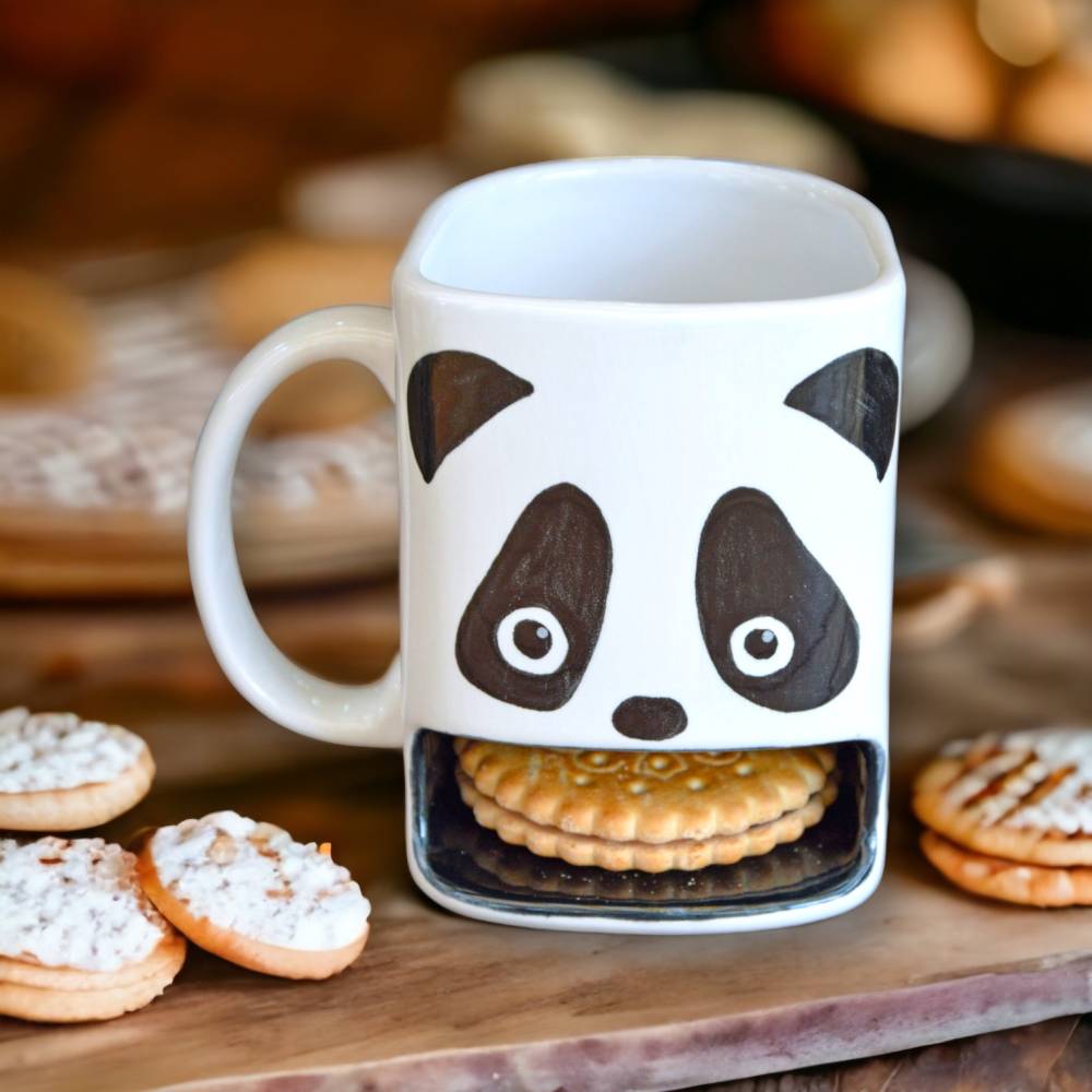 Cookie Tasse, Tasse mit Keksfach, 300ml, Keramik,Mr Panda, personalisierbar Bild 1