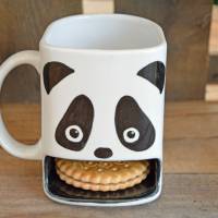 Cookie Tasse, Tasse mit Keksfach, 300ml, Keramik,Mr Panda, personalisierbar Bild 2