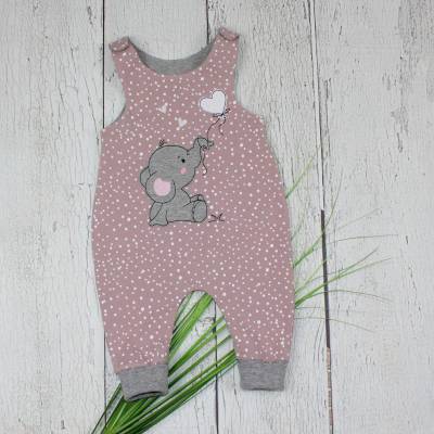 Mädchen Strampler Elefant Applikation Stickerei Dots altrosa senfgelb blau weiß dunkelmint handmade Romper