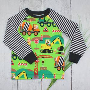 Langarmshirt Longsleeve Pullover Raglanshirt T-Shirt At Work Baustelle Betonmischer Kinder Baby Kleidung grün schwarz Bild 1