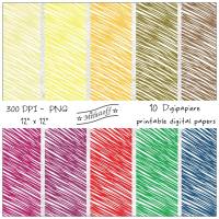 10 x Digital Paper - Digipapier -  doodle stripes - PNG - 12 Zoll - 300 DPI Bild 1
