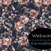 0,5m Webware Watercolor Floral dunkelblau Bild 1