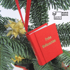 Minibuch, Frohe Weihnachten, Dekoration, hell-rot gold, Mini-Notizbuch, handgefertigt