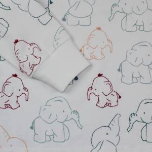 Langarmshirt Longsleeve Elefanten bunt Mädchen Junge Baby handmade Kinderkleidung weiß mint dunkelrot Bild 2