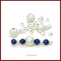 10/20 runde Stardust-Perlen, Zwischenperlen, Spacer 6/14mm, versilbert Bild 1