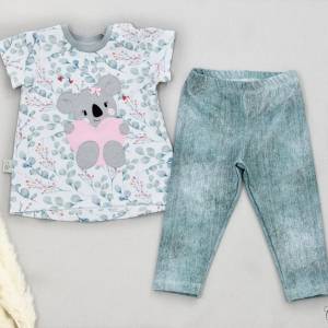Kleidung Set Mädchen T-Shirt & Leggings Gr.74, Stickdatei Koala, Kinderkleidung, Babykleidung, Geschenk zur Geburt, Gebu Bild 1