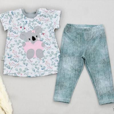 Kleidung Set Mädchen T-Shirt & Leggings Gr.74, Stickdatei Koala, Kinderkleidung, Babykleidung, Geschenk zur Geburt, Gebu