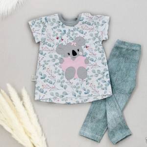 Kleidung Set Mädchen T-Shirt & Leggings Gr.74, Stickdatei Koala, Kinderkleidung, Babykleidung, Geschenk zur Geburt, Gebu Bild 2