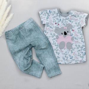 Kleidung Set Mädchen T-Shirt & Leggings Gr.74, Stickdatei Koala, Kinderkleidung, Babykleidung, Geschenk zur Geburt, Gebu Bild 5
