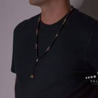 Herren Halskette aus Edelsteinen Tigerauge Onyx Hämatit mit Knotenverschluss, Länge 70 cm Bild 7
