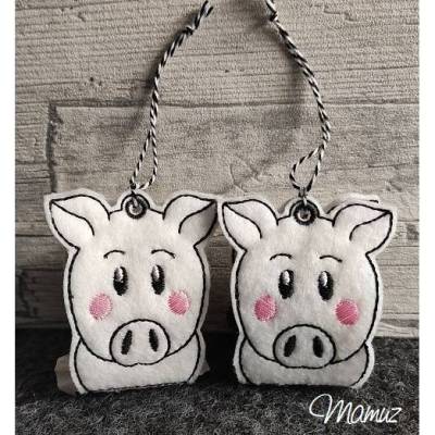 *  Glücks- Schweinchen  * Glücksbringer ITH Stickdatei 13x18, für Silvester, Geburtstag oder zu jedem anderen Anlass