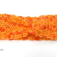 Stirnband, orange, Wolle, Handarbeit, gehäkelt, Jasminmuster mit Twist Bild 4