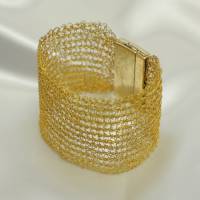 24ct vergoldetes Armband - gehäkeltes breites und faszinierendes Armband aus Gold-Draht - 1.400 Häkelmaschen Bild 3