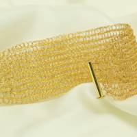 24ct vergoldetes Armband - gehäkeltes breites und faszinierendes Armband aus Gold-Draht - 1.400 Häkelmaschen Bild 4