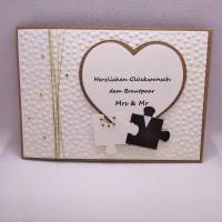 Hochzeitskarte, Puzzle-Teile - schlicht und edel, Mrs & Mr Bild 1