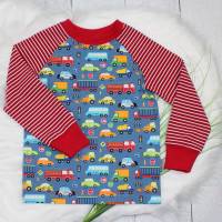 Autos Langarmshirt Longsleeve Raglan T-Shirt blau rot weiß Junge Kinderkleidung handmade Bild 1