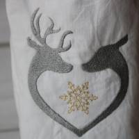 Lichtbeutel, Stoffhülle, Weihnachten, bestickt mit einem Hirsch-Rehmotiv Bild 4