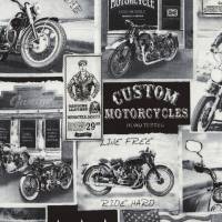 Baumwolldruck "Custom Motorcycles", 112 cm breit, Meterware, Preis pro 0,5 lfdm Bild 1