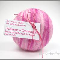 Filzseife 200g Wildrose+Granatapfel, Seife umfilzt, Seife eingefilzt,  Pflanzenölseife, Geschenk, Speick Bild 1