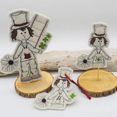 ITH Stickdatei Schornsteinfeger Anhänger und Stabstickdatei