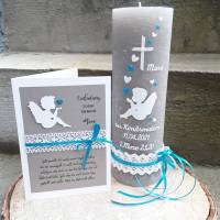 Einladungskarte zur Taufe Kommunion Konfirmation Engel taupe B6 personalisiert Taufspruch Bild 3